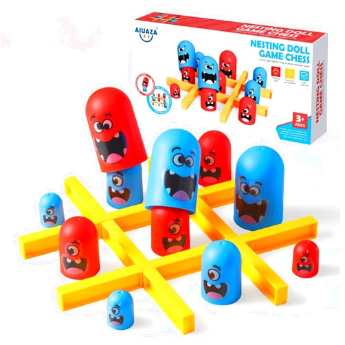 AIUAZA Tic Tac Toe Strategic Board Game for Kids and Family,Party Tabletop Games, Strategy Head to Head Games,Friendly Educational Board Game, Suitable Party 2 Players Toys (1PC)