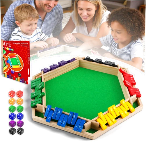 ITOMTE Shut The Box Game for 1-6 Players, Wooden Dice Board Game with 10 Numbers, Classic Pub Math Game for Family & Kids, Portable Size, Great Gift