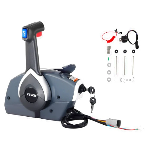 VEVOR Mophorn Boat Throttle Control Single-Engine Control for Evinrude Johnson Side Mounted Outboard Remote Control Single Lever Binnacle with Key Switch and Lanyard
