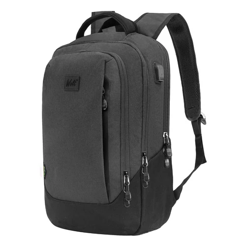 WOLT | Travel Laptop Backpack for Women & Men - airplane approved carry on Business Bag with USB Charging Port, fits 15.6 Inch Notebook (Dark Grey)