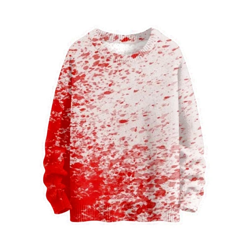 Goddess Accent Halloween Sweaters for Women 2024 Long Sleeve Crewneck Pullover Tops Spooky Bloody Sweatshirt Fall Knit Sweater
