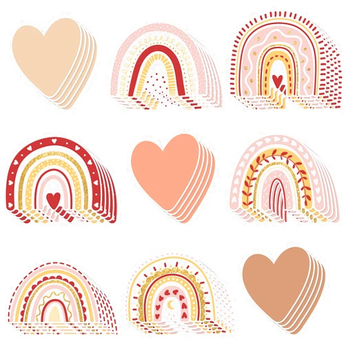 Leinuosen Boho Classroom Decor Hearts Cutouts Heart Bulletin Board Cutouts Party Decorations for Crafts Bulletin Boards Homeschool School Door Home Birthday(45 Pcs,Rainbow)