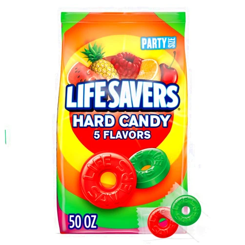 LIFE SAVERS Hard Candy Bag 5 Flavors, Hard Candy Individually Wrapped for Goodie Bags, Road Trips, Treats, Offices, Celebrations, 50-Ounce Party Size