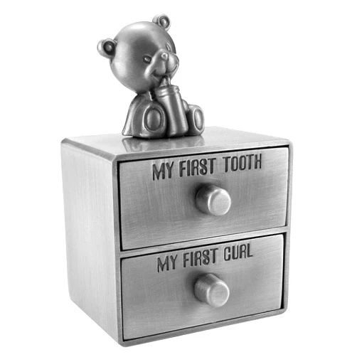 Mogoko Silver Tooth Box, Baby First Tooth and Curl Keepsake Box Set, Kids Teeth Fairy Holder for Boy or Girl