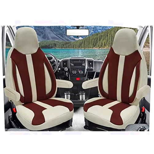 BREMER SITZBEZÜGE Measure Pilot Seat Covers Compatible with Peugeot Boxer Type 250 Motorhome Accessories Camper | Set of 2 Slipcovers Including Armrest Covers in Beige/Brown | WPL413