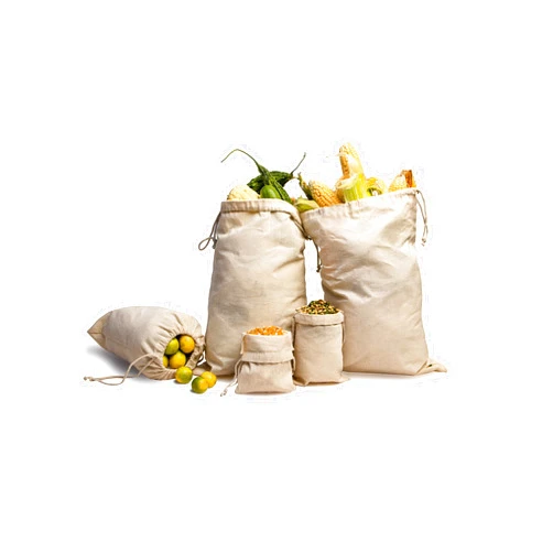Ecogreentextiles Eco Green Textiles 5x7 inches Organic Cotton Bags, Biodegradable and Reusable Premium Quality Muslin Drawstring Bags (Pack of 100)