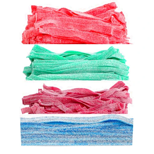 HolanDeli Assorted Sour Belts Candy, 1 Pound Bag. Sour Green Apple, Sour Strawberry, Sour Wild Cherry, Sour Blue Berry.