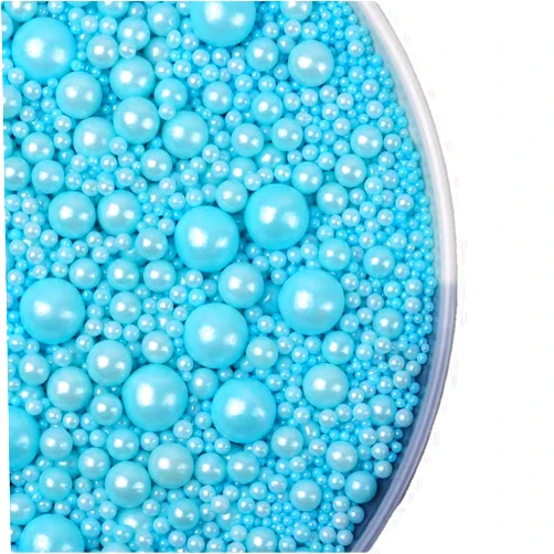 crystalyhj Blue Sugar Pearl Sprinkles-Christmas Desserts Sprinkles-Candy Pearl 130g/4.8oz Edible Cake Cupcake Topper Cookies Baby Shower Mix 5 Size (Sea Blue)