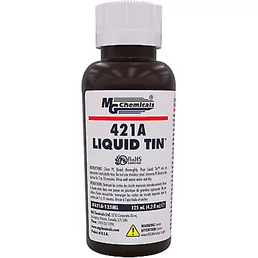 MG Chemicals 421A Liquid Tin, Tin Plating Solution, 125mL Bottle