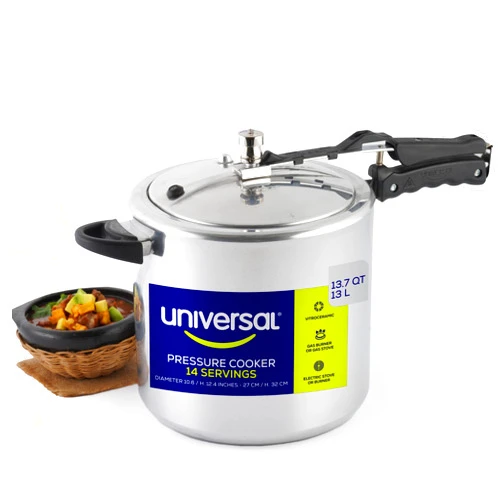 Universal 13.7 Quart / 13 Liter Pressure Cooker, 14 Servings, Pressure Canner With Multiple Safety Systems and Heat Resistant Handles For Can, Soup, Meat, Beans
