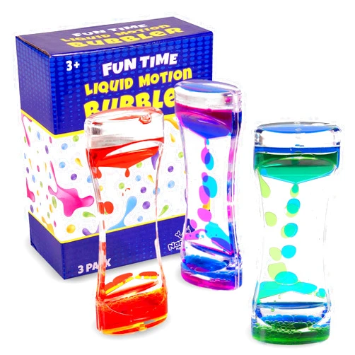 Narwhal Novelties Liquid Motion Bubbler for Kids and Adults - Hourglass Liquid Bubbler/Timer for Sensory Play Toys, Fidget Toy and Stress Management (3 Pack)