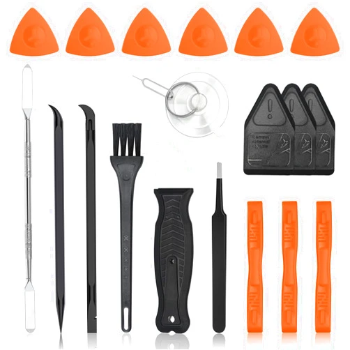 HEARTHFUN Plastic Pry Tool,Metal Spudger Opening Picks Pry Tools,Micro Tweezers,Suction Cup,20 PC Mini Pry Bar Set Repair kit for iPhone/iPad,Laptop,Ps5,Switch,Xbox,Phone Screen,Mac,Tablet,Computer
