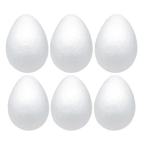 Crafjie Foam Eggs 6pcs 6 Inch (15cm) White Craft Polystyrene Eggs Smooth for Spring Easter Halloween Christmas Holiday Crafts Making Handmade DIY Painting School Projects