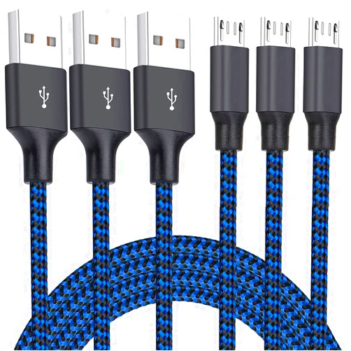 Hoblaze Micro USB Cable, 3Pack 10FT Android Charger Cable Long Nylon Braided Sync and Fast Charging Cord Compatible with Samsung Galaxy S7 S6 Edge, Android Smartphones, Tablets and More