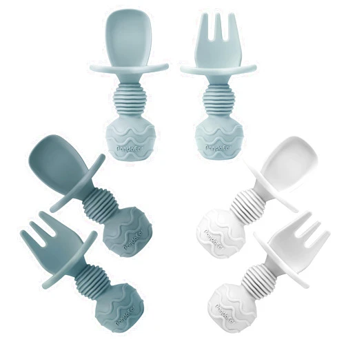 PandaEar 6 Pack Silicone Baby Spoons Self Feeding| Infant Spoons First Stage| Baby Utensils 6-12 Months| Toddler Baby Feeding Spoon | Baby Eating Essentials| Baby Led Weaning Supplies, Onesize