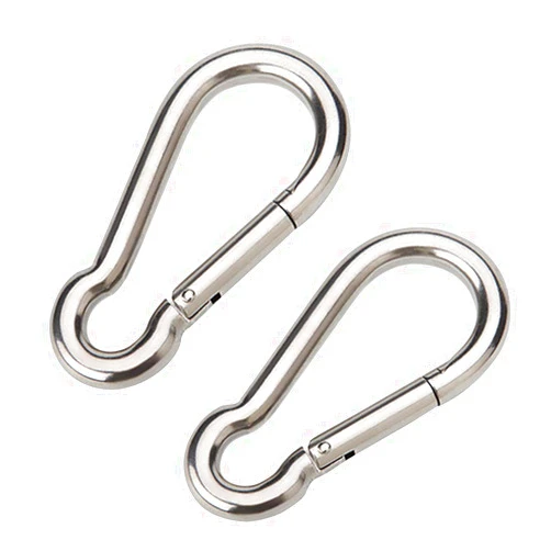 Mougerk 4 Inch Stainless Steel Spring Snap Hook Carabiner, 1100lb 304 Stainless Steel Clips, Set of 2