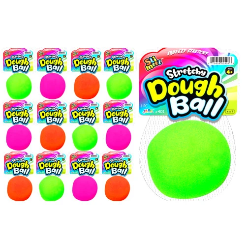 Fun a Ton Stretchy Dough Ball (12 Balls) Fidget Toy Stress Balls for Adults and Kids. Neon Color Slow Rising Squishy Balls Autism Sensory Products. Stress Relief Toy Therapy Putty 401-12s