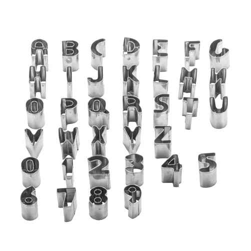 Hophia Mini Letter and Number Cookie Cutters Set of 36 pieces 1 Inch Alphabet Cookie Cutter Set Stainless Steel Small Mold Tools for Fondant Biscuit Cake Fruit and Vegetable