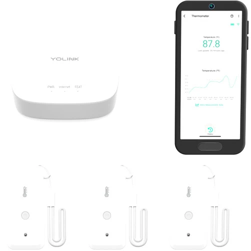 YoLink Smart Freezer Thermometer, LoRa Wireless Fridge Temperature Sensor 3-Pack, Ideal for Refrigerator, Freezer, Greenhouse, Pet Cage, App & SMS Alerts, 5-Year Battery, Hub Included