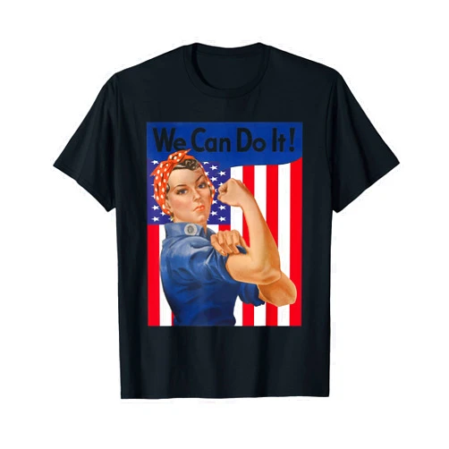 Great Paintings Designs We Can Do It Rosie The Riveter Feminist USA Flag Rosey Rosy T-Shirt