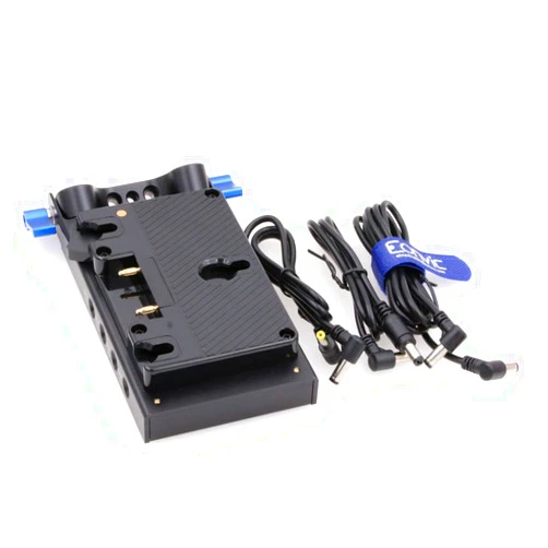 Eonvic Gold Mount Battery Power Adapter Plate Kit with 15mm Rod Clamp Dtap DC USB Output for Anton Bauer Battery with 3pcs Barrel DC Power Cable