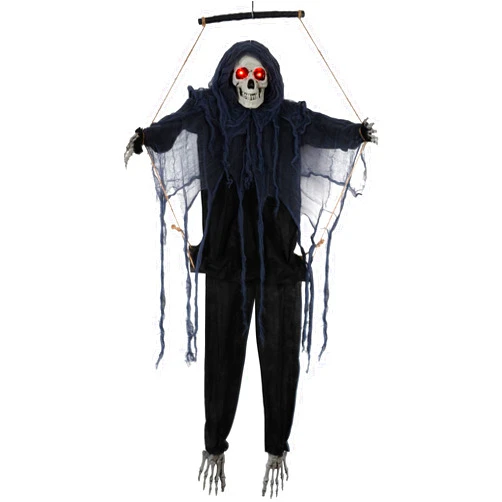 BORTENG Screaming Animated Halloween Decorations, Halloween Decor Prop with Motion Sensor, Scary Skull Cage Prisoner Haunted House Decor, Spooky Hanging Ghost Light Up Eyes Decorations