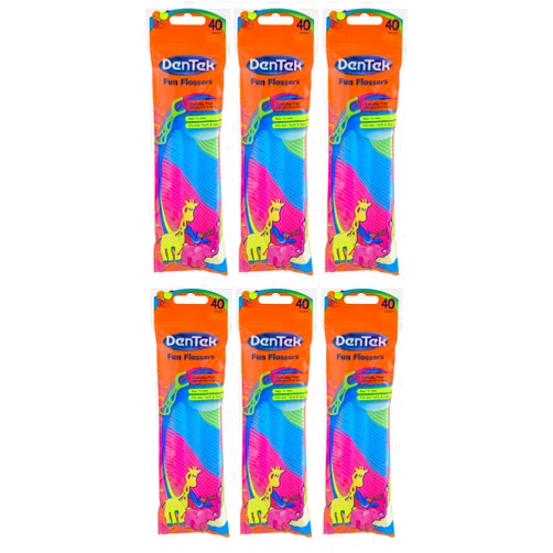 DenTek Kids Fun Flossers | Removes Food & Plaque |40 Count (Pack of 6)