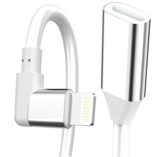 DESOFICON iPhone Charger Extension Cable,[Apple MFi Certified] 90 Degree Lightning Charging Male to Female Extender Dock Cable Adapter for iPhone 14 Pro Max/13/12/11/XS/XR/X/8/7/6 Pass Data Audio