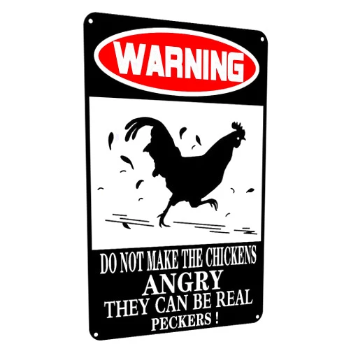 Viodenl Funny Sign Warning Do Not Make The Chickens Angry Metal Tin Sign Cave Barn Coop Wall Decor Novelty Sign 8x12 Inch