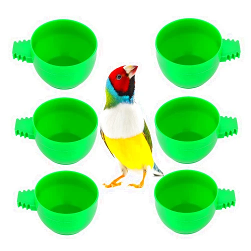 DQITJ 6 Pcs Bird Mini Plastic Feeder Parrot Small Food Water Bowl Cage Sand Cup Feeding Holder