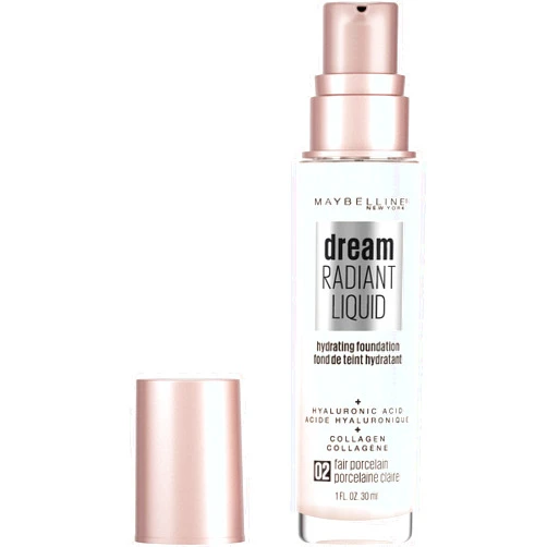 Maybelline Dream Radiant Liquid Medium Coverage Hydrating Makeup, Lightweight Liquid Foundation, Fair Porcelain, 1 Count