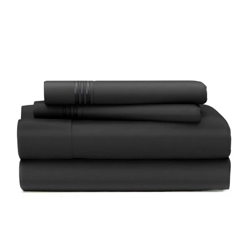 Cosy House Collection Everyday 1500 Series Bed Sheet Set - Ultra Soft & Cool Hotel Bedding - Deep Pocket - Wrinkle, Stain and Fade Resistant - 5 Piece Set (Split King, Black)