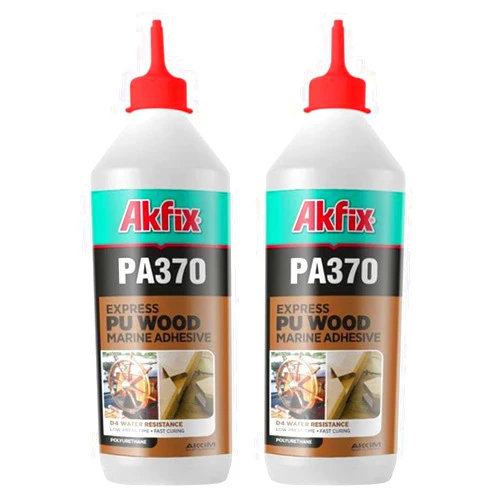 Akfix PA370 Express Marine Adhesive (2x15.4 fl.oz) - Extra Strength Wood Glue for Metal & Woodworking, for Furniture Repair, Waterproof Polyurethane Glue for Outdoors & Indoors | 15.4 fl.oz. 2 Pack
