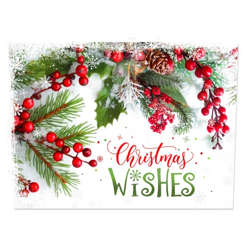 Current Berries & Pine Christmas Cards - Personalized, Greeting Cards Set - Set of 18 Large 5 x 7-Inch Folded Cards, Themed Religious Holiday Card Value Pack, Envelopes Included, Custom Names or Text