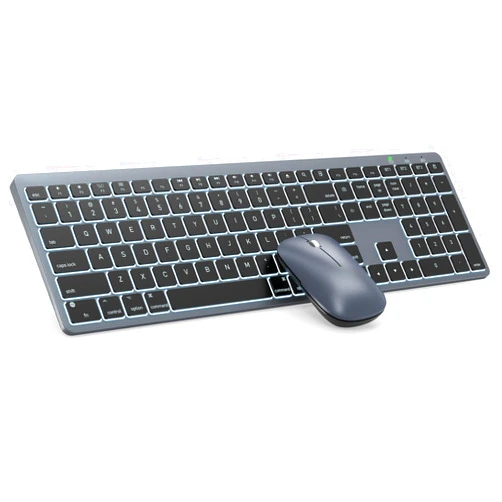 SABLUTE Bluetooth Keyboard and Mouse for Mac — 7-Color Backlit, Multi-Device, Rechargeable, Full-Size Wireless Keyboard Mouse Combo with Quiet Scissor-Switch Keys & Tilt Legs for Mac (Space Gray)