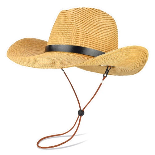 EINSKEY Straw Cowboy Cowgirl Hat for Men Women, Adjustable Sombrero Sun Hat with Shapeable Wide Brim & Detachable Chin Strap