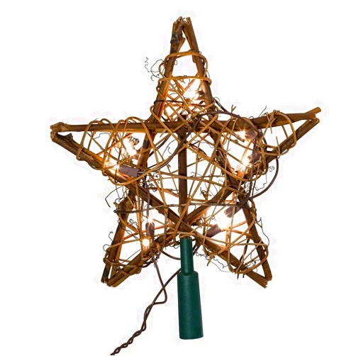 Kurt S. Adler Kurt Adler UL1219/NAT 10 Light Indoor Rattan Natural Star Treetop