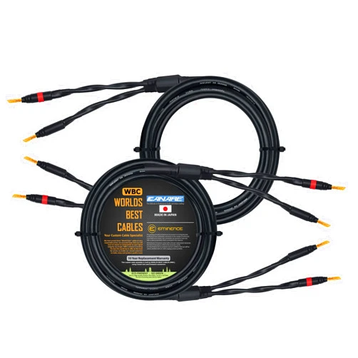 WORLDS BEST CABLES 8 Foot - Canare 4S11 – Audiophile Grade - HiFi Star-Quad Speaker Cable Pair with Eminence Gold Banana Connectors