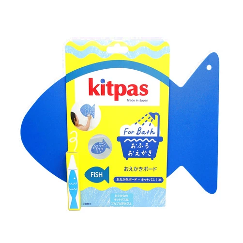 Kitpas Fish-Shaped Board and Washable Bath Crayon for Kids Ages 3 and Above - Fun Bath and Shower Time White Bathtub Crayon Board Set