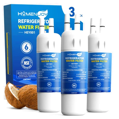 Homenjoy 2nd Generation Water Filter Replacement Compatible with Whirlpool WHR1RXD1, EDR1RXD1, EDR1RXD1B, Everydrop Filter 1, W10295370A, W10276924, W10291030, 9930 9930P 46-9930 46-9081 9081 P8RFWB2L (3 Pack)