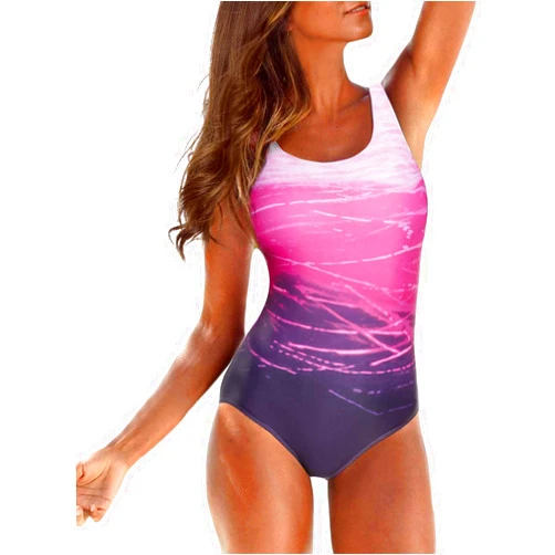 American Trends One Piece Swimsuit Women Criss Cross Back Color Block Print Bathing Suits Athletic Modest Swimwear