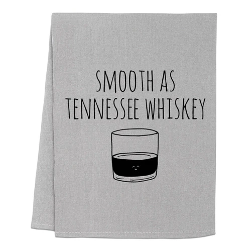 Moonlight Makers Funny Dish Towel, Smooth As Tennessee Whiskey Flour Sack Kitchen Towel, Sweet Housewarming Gift, Farmhouse Kitchen Decor, White or Gray (Gray)