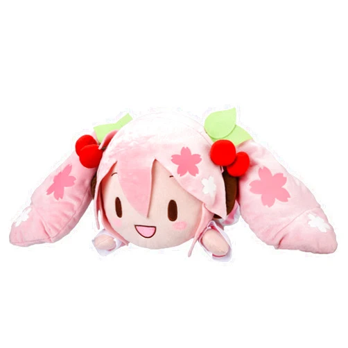 PQWI Anime Hatsune Miku Series Jumbo Nesoberi Sakura Miku Plush Doll 40Cm,Cuddly Soft Toy Stuffed Miku Pillow for Kids Girl Birthday Christmas Miku Fans Gift