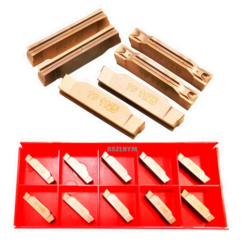 ASZLBYM Carbide Turning Grooving Inserts 10pcs N123H2-0400-0004-TF 1125 CNC Lathe Grooving Cut-Off Tool, PVD (Ti,Al) N Coated, Cutting Width:4mm