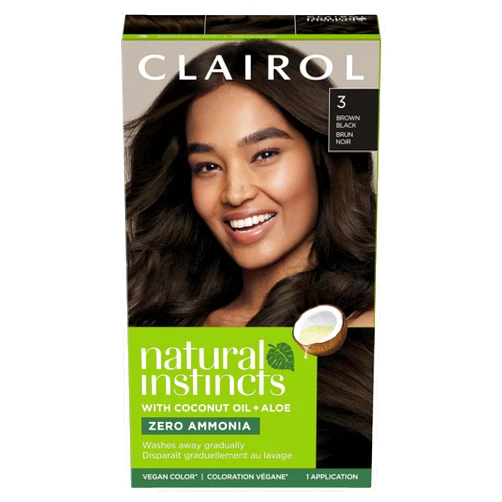 Clairol Natural Instincts Demi-Permanent Hair Dye, 3 Brown Black Hair Color, Pack of 1