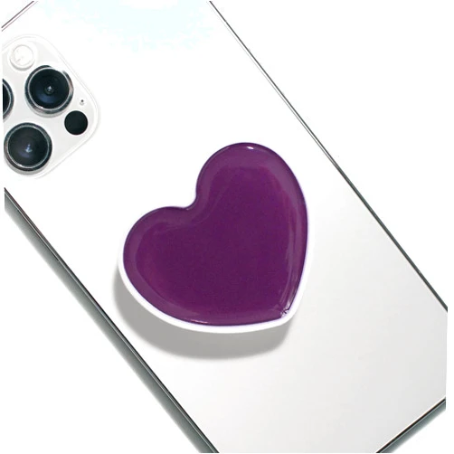 On The Grip OnTheGrip Cute Solid Macaron Color Heart Shape Collapsible Mobile Phone Grip Stand Holder for Smartphone Tablet Cell Phone Accessory (Purple)
