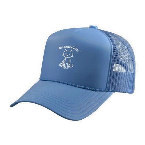 Funny Sad Cat Meme Gifts Funny Sad Cat Meme No Camping Today Camper Outdoorsy Joke Trucker Hat with Adjustable Mesh Back