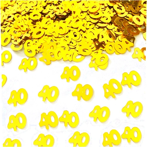 JNSAXMI 40 Confetti Birthday Party Confetti Number 40 Sequins 40th Anniversary Party Glitter Metallic Foil Table Scatter for Party Table Decoration Supplies or DIY(Golden)