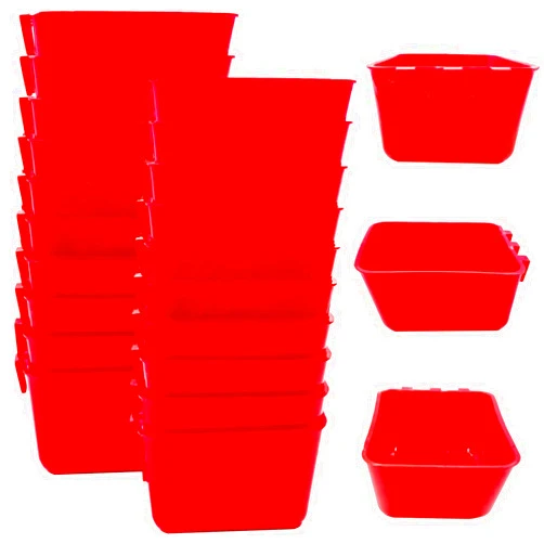 MdakeGo 20 Pcs Chicken Coop Feeder Water Cup,16 oz Cage Cups Chicken Feeder Waterer, Cage Cups Birds Hanging Feeders, Chicken Feeder Water Bowl for Parakeet Poultry Pigeon Bunny Wire Cage (Red)