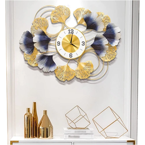 UsmAsk Large Metal Wall Decor Contemporary Wall Clock/Silent Wall Clocks, Creative Ginkgo Leaf Design Wall Decor Contemporary Wall Clock/Silent Wall Clock Silent Wall Watches Non Ticking Decora